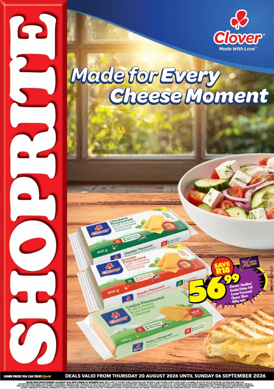 Shoprite Eastern Cape : Clover Cheese Promotion (20 August - 06 September 2026)