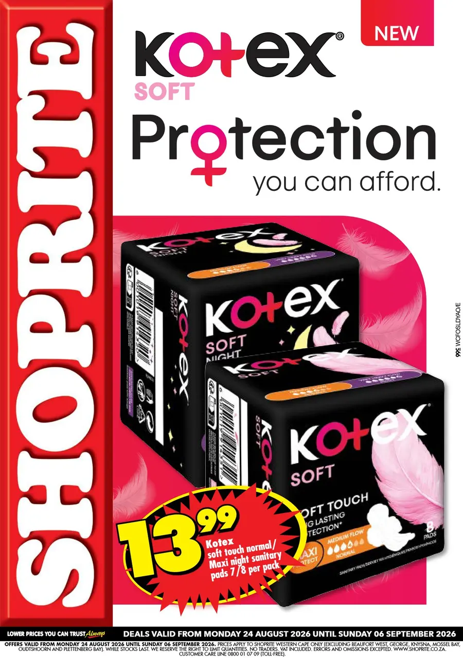 Shoprite Western Cape : Kotex Promotion (24 August - 06 September 2026)