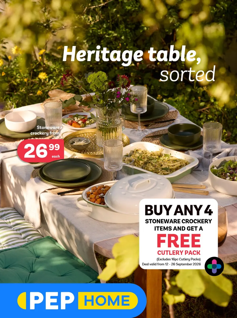 PEP Home : Heritage Table Sorted (26 August - 22 September 2026)
