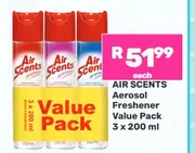 AIR SCENTS Aerosol Freshener Value Pack 3 x 200 ml