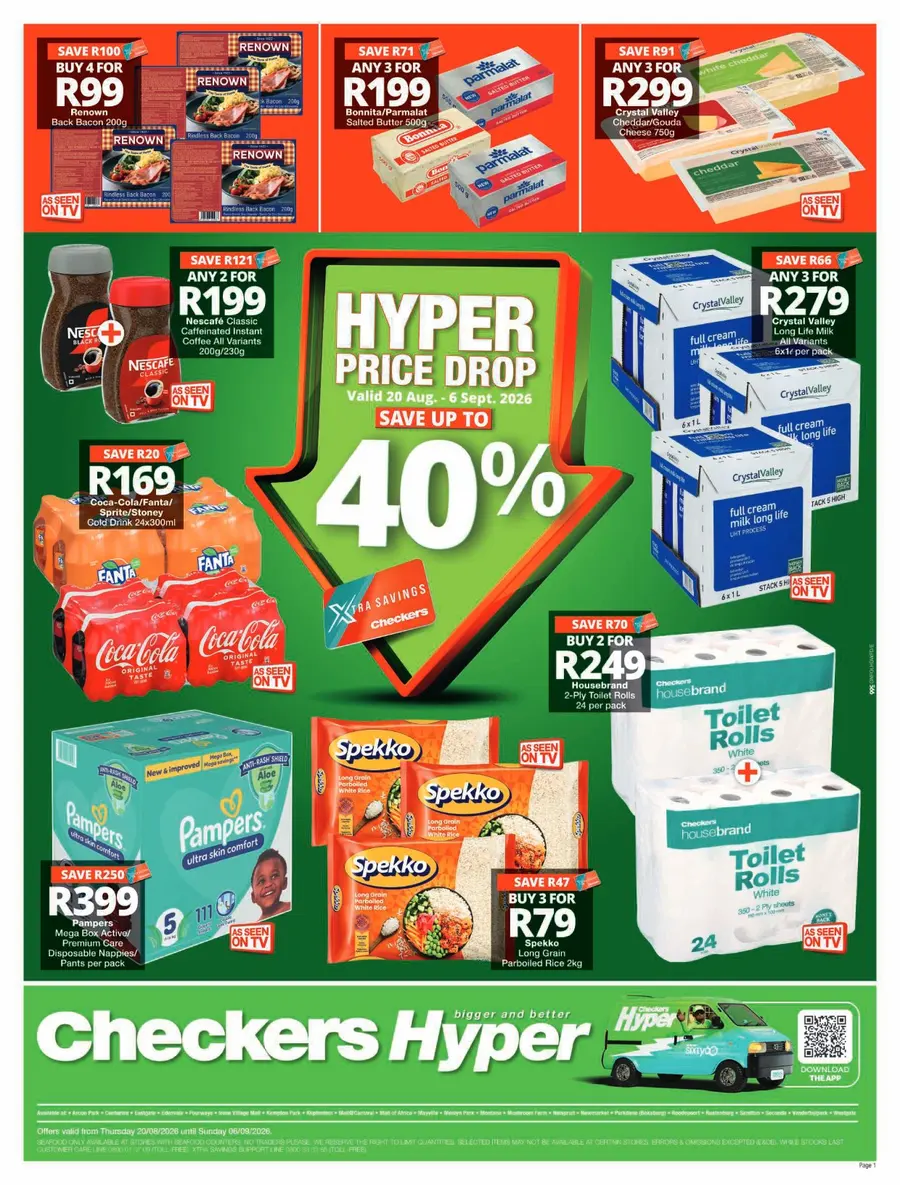 Checkers Hyper Gauteng, Brits, Klerksdorp, Limpopo, Mpumalanga, North West, Potchefstroom & Rustenburg : Hyper Price Drop (20 August - 06 September 2026)