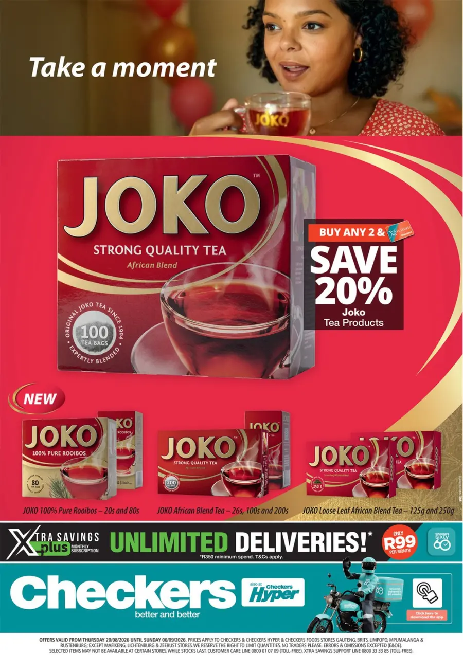 Checkers Gauteng, Brits, Klerksdorp, Limpopo, Mpumalanga, North West, Potchefstroom & Rustenburg : Joko Promotion (20 August - 06 September 2026)