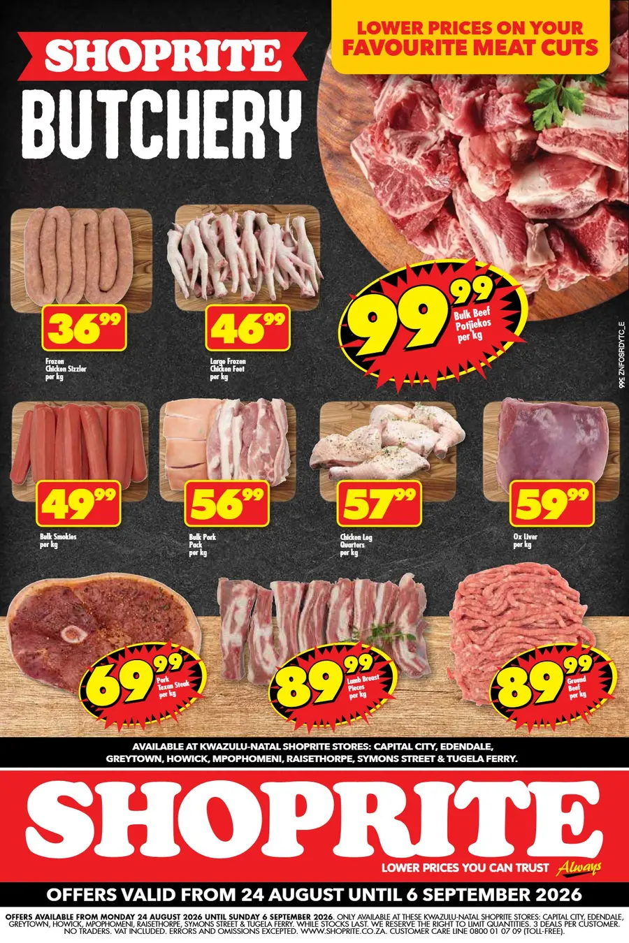 Shoprite KwaZulu-Natal : Low Prices On Your Favourite Cuts (24 August - 06 September 2026)