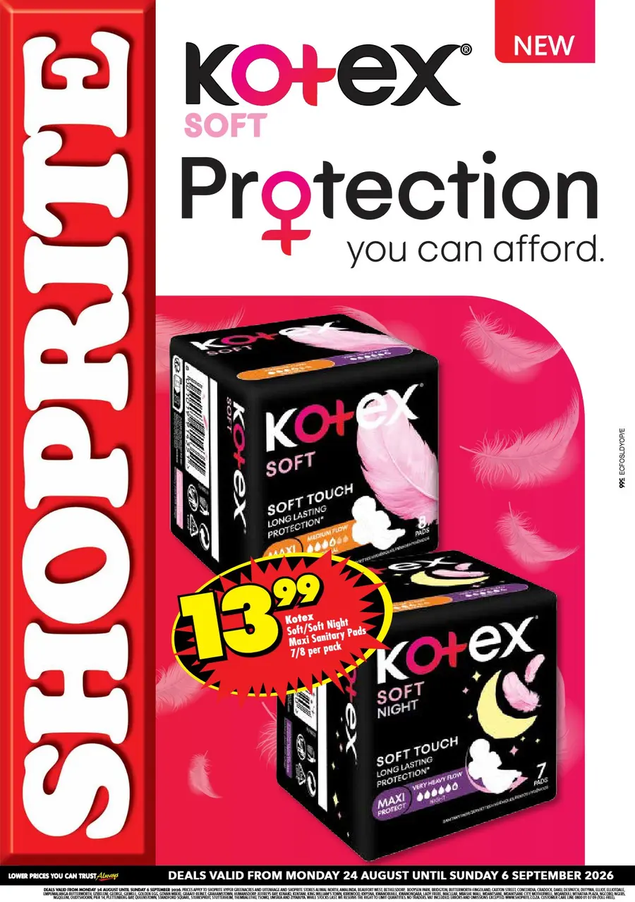 Shoprite Eastern Cape : Kotex Promotion (24 August - 06 September 2026)