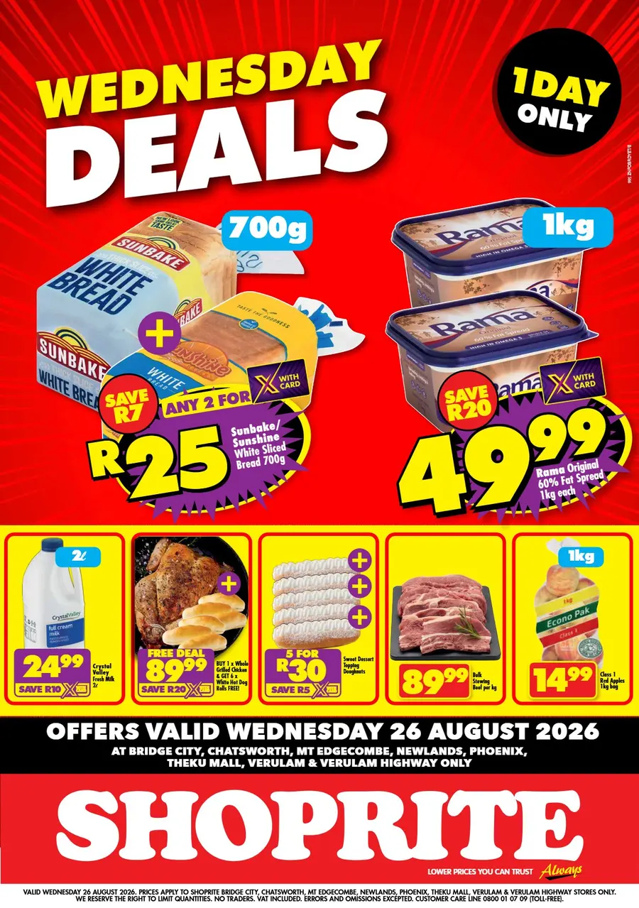 Shoprite KwaZulu-Natal : Wednesday Deals (26 August 2026 ONLY)
