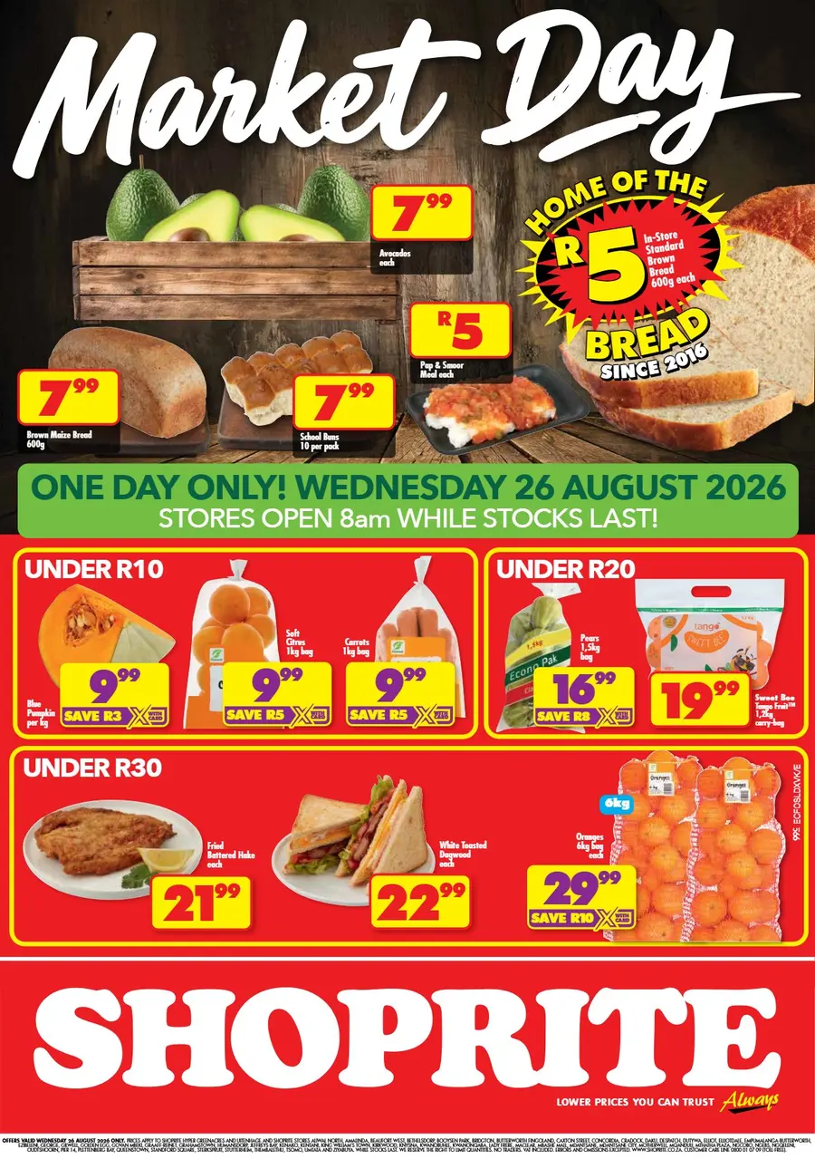 Shoprite Eastern Cape : Wednesday Is Market Day (26 August 2026 Only)