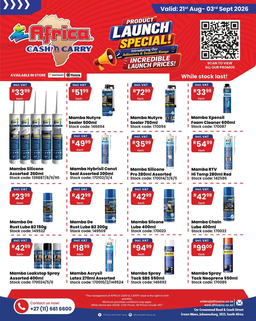 Africa Cash And Carry : Product Launch Special (21 August - 30 August 2026)