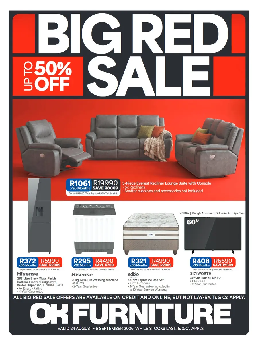OK Furniture : Big Red Sale (24 August - 06 September 2026)