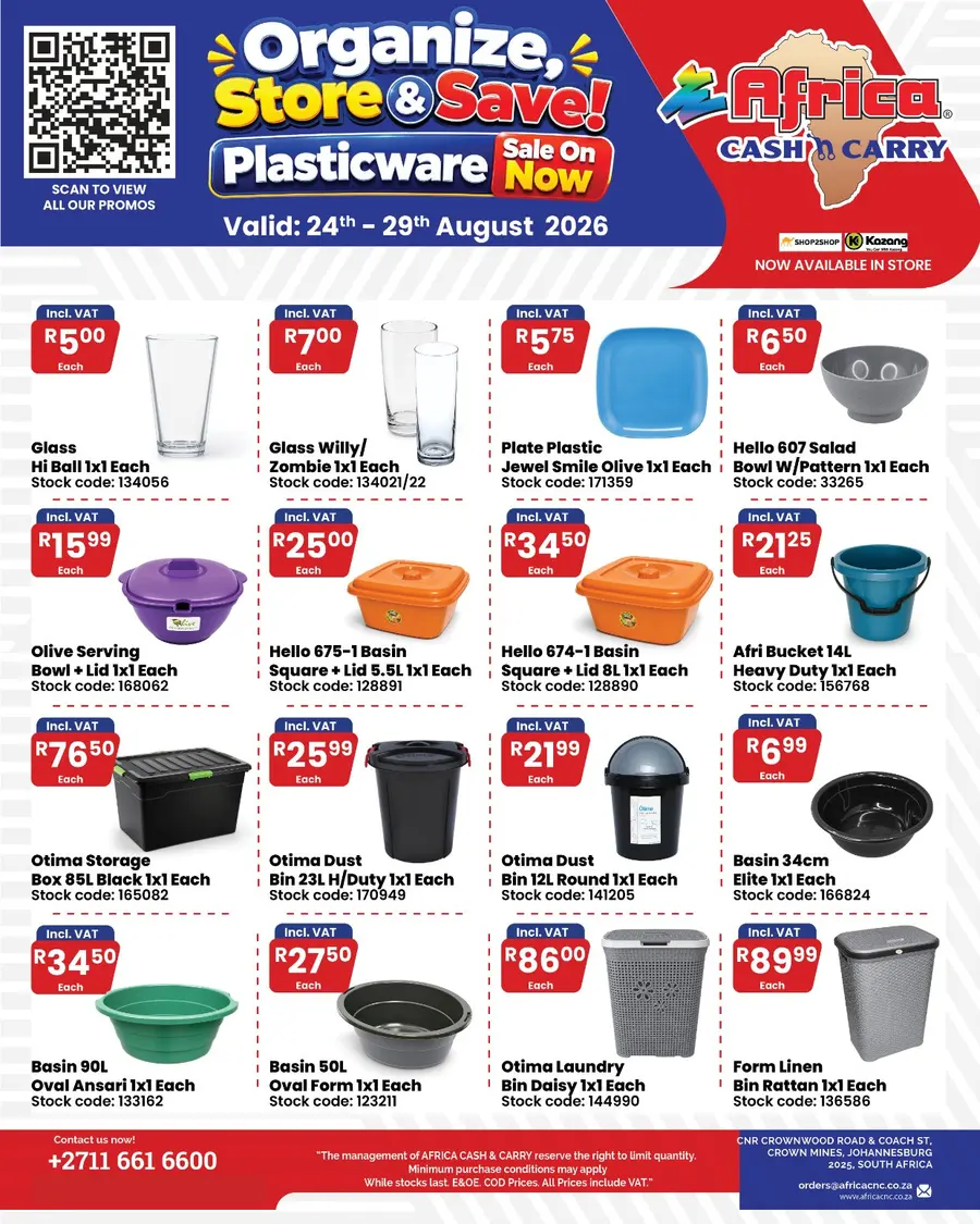 Africa Cash And Carry : Plasticware (24 August - 29 August 2026)