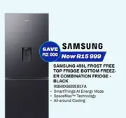Samsung 459L Frost Free Top Fridge Bottom Freezer Combination Fridge - Black RB50DG632EB1FA