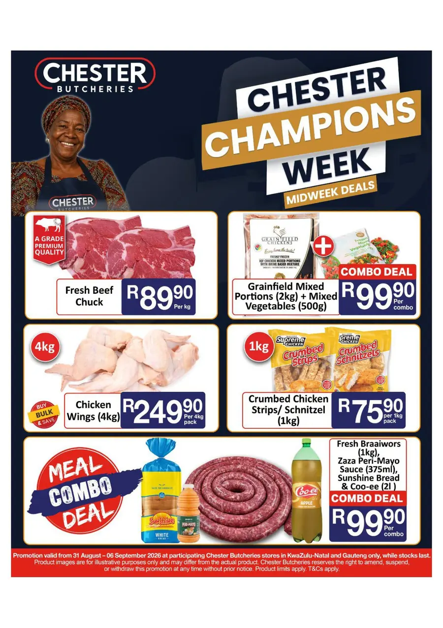 Chester Butcheries : Chester Champions Week (31 August - 06 September 2026)