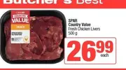 SPAR Country Value Fresh Chicken Livers 500 g