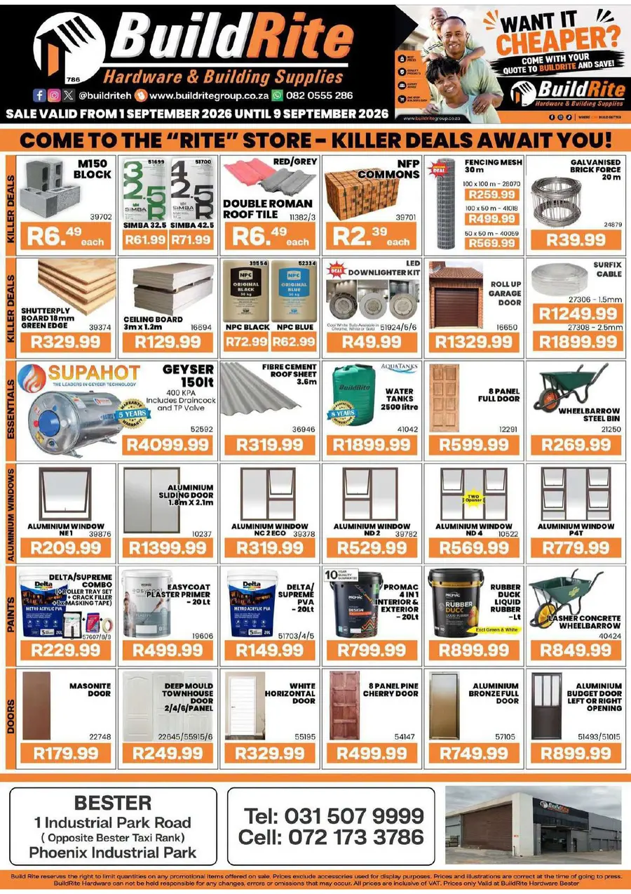BuildRite Hardware & Building Supplies : Come To The Rite Store (01 September - 09 September 2026)