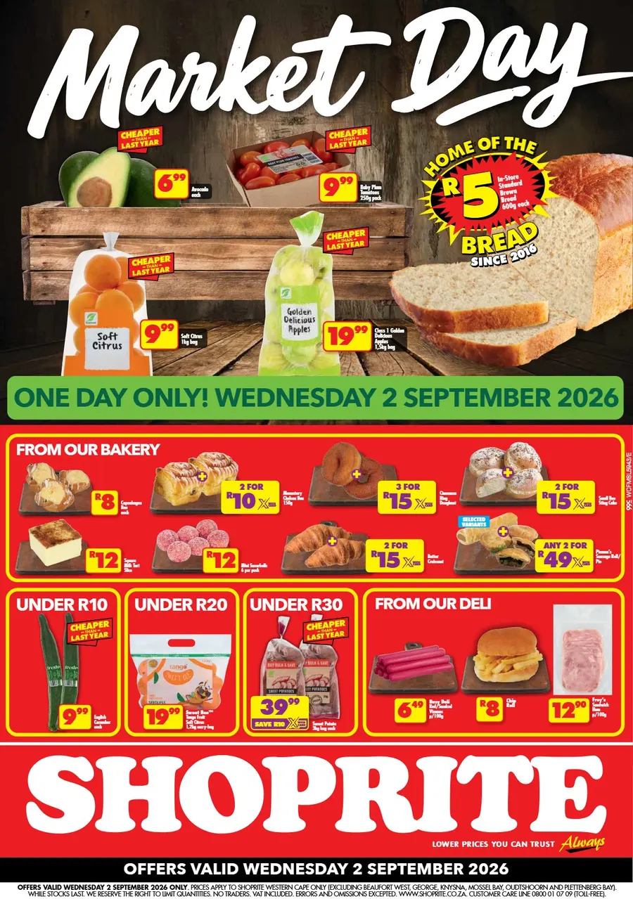 Shoprite Western Cape : Wednesday Is Market Day (02 September 2026 Only)