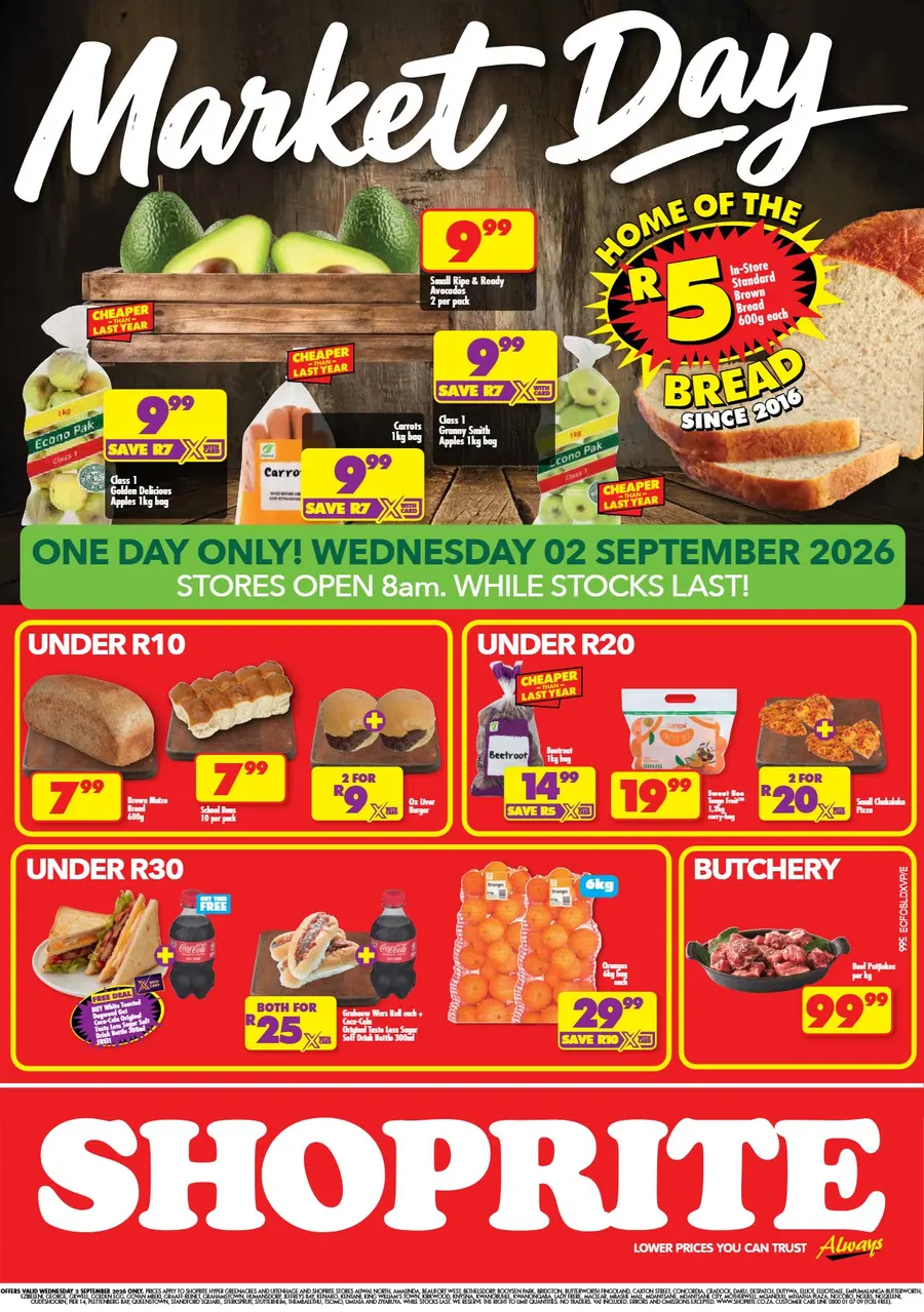 Shoprite Eastern Cape : Wednesday Is Market Day (02 September 2026 Only)