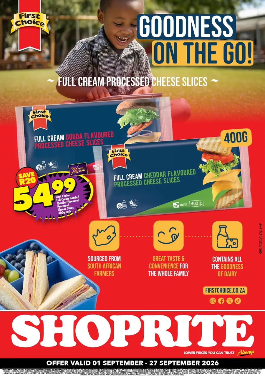 Shoprite Eastern Cape : First Choice Cheese Promotion (02 September - 27 September 2026)