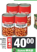 SaveMor Baked Beans in Tomato Sauce 410 g - Buy 4 for