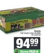 Bonnita Full Cream Long Life Milk 10 x 500 ml