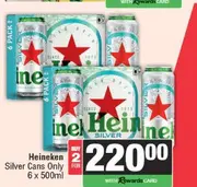 Heineken Silver Cans Only 6 x 500ml - Buy 2 for