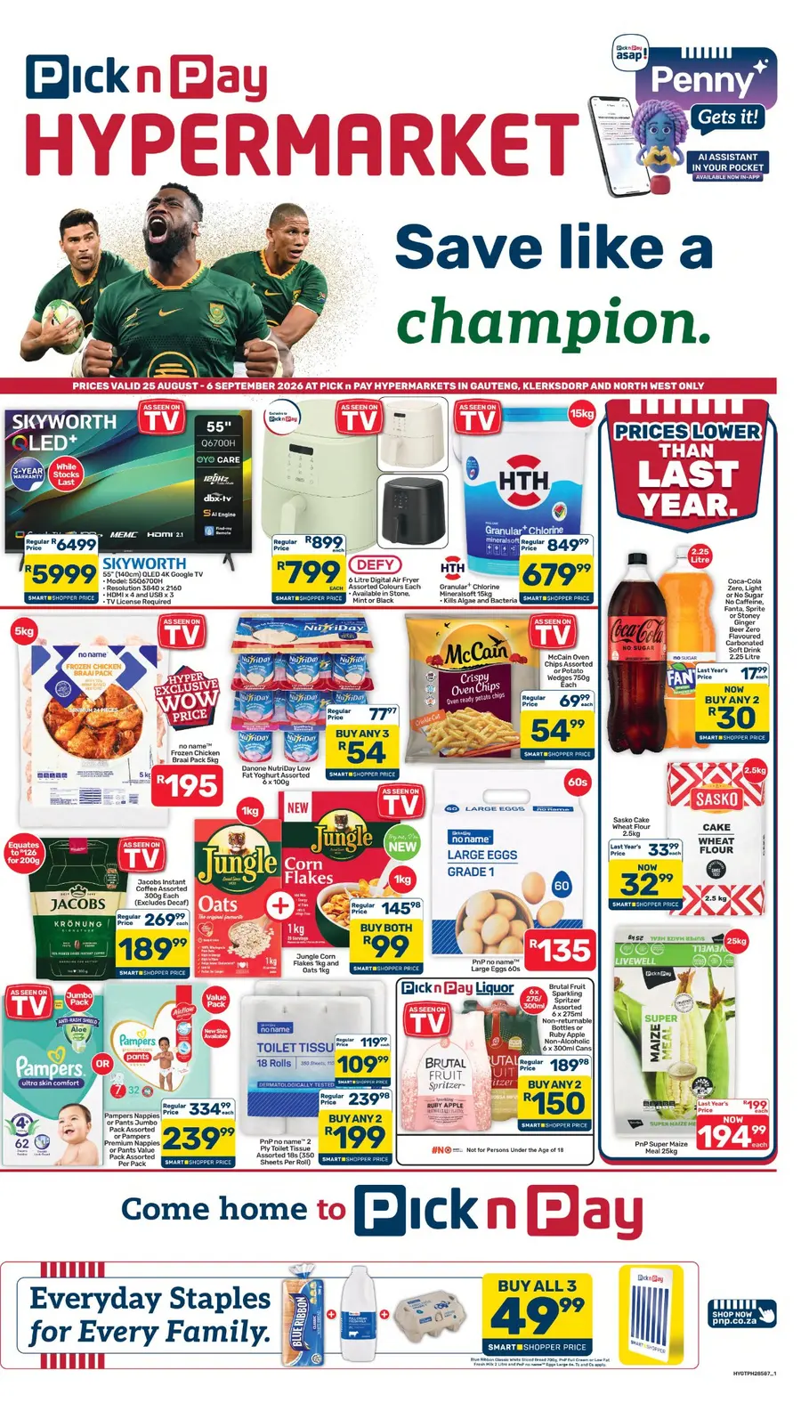 Pick n Pay Hypermarket Gauteng, North West & Free State : Save Like A Champion (25 August - 06 September 2026)
