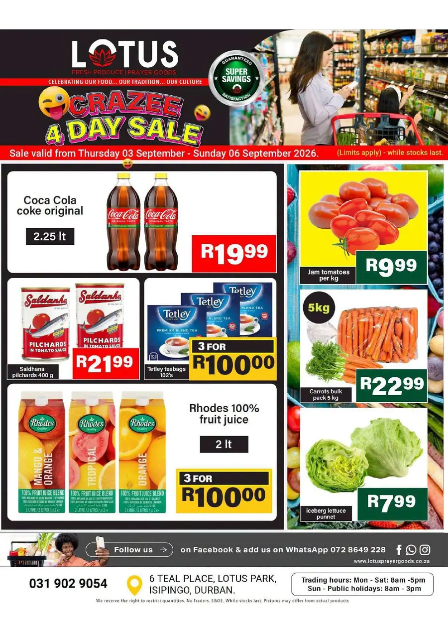 Lotus Fresh Produce / Prayer Goods : Crazee 4 Day Sale (03 September - 06 September 2026)