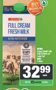 SPAR Extra Shelf Life Full Cream or Low Fat Milk 2 litre
