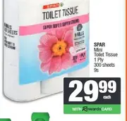 SPAR Mini Toilet Tissue 1 Ply 300 sheets 9s