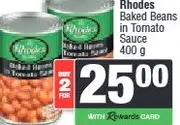 Rhodes Baked Beans in Tomato Sauce 400 g  - Buy 2 for