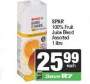 SPAR 100% Fruit Juice Blend Assorted 1 litre