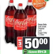 Coca-Cola Soft Drink Original / Less Sugar Only 1.5 litre (Buy 3)