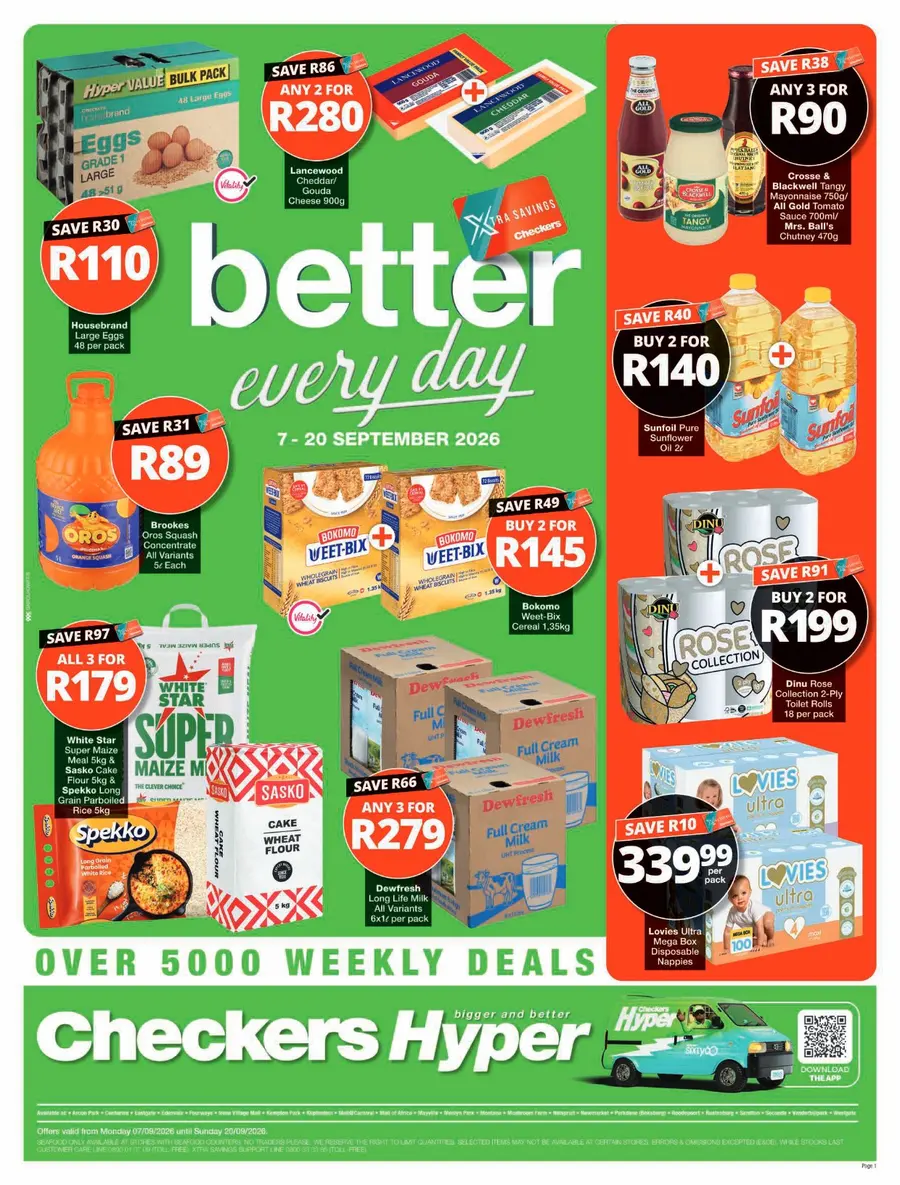 Checkers Hyper Gauteng, Brits, Klerksdorp, Limpopo, Mpumalanga, North West, Potchefstroom & Rustenburg : Better Every Day (07 September - 20 September 2026)