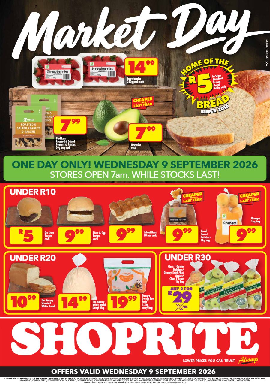 Shoprite Gauteng, Mpumalanga, North West & Limpopo : Wednesday Is Market Day (09 September 2026 ONLY) - Page 1