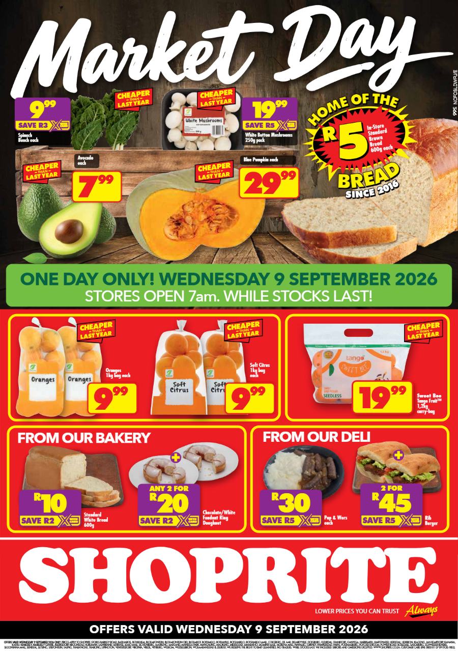Shoprite Northern Cape & Free State : Wednesday Is Market Day (09 September 2026 Only) - Page 1