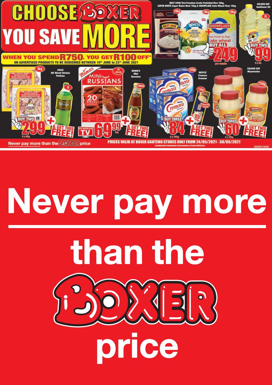 Boxer Super Store Gauteng : Weekly Specials (24 May - 30 May 2021) - Page 1