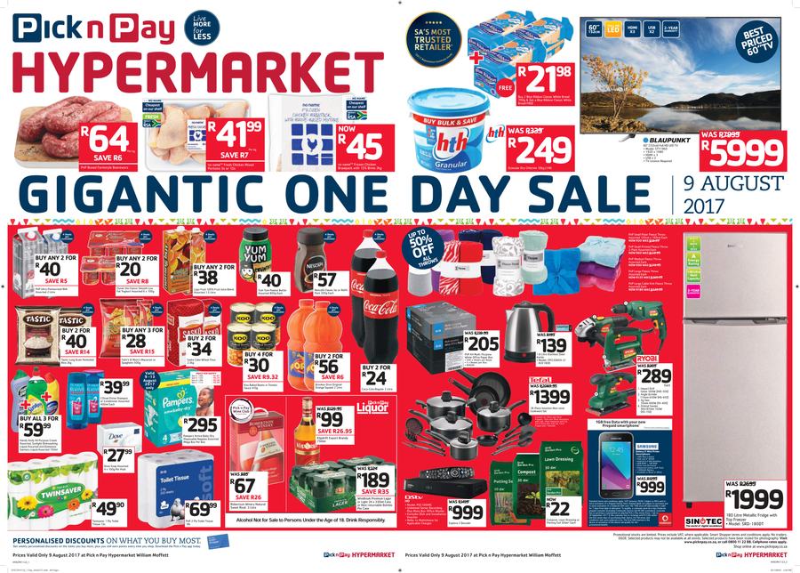 Pick n Pay Hyper Eastern Cape : Gigantic One Day Sale (Valid 09 Aug 2017) - Page 1