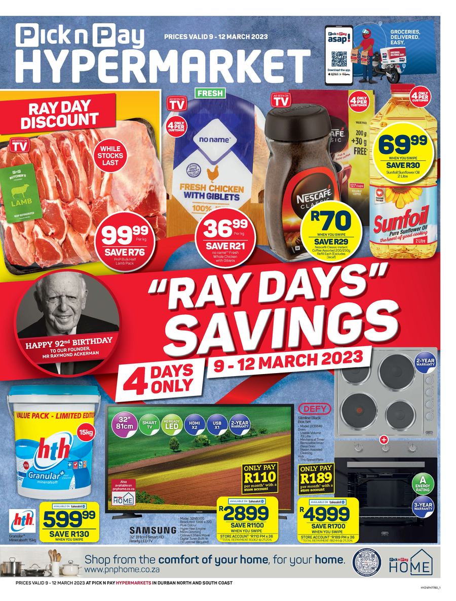 Pick n Pay Hypermarket KwaZulu-Natal : Ray Day's Savings (09 March - 12 March 2023) - Page 1