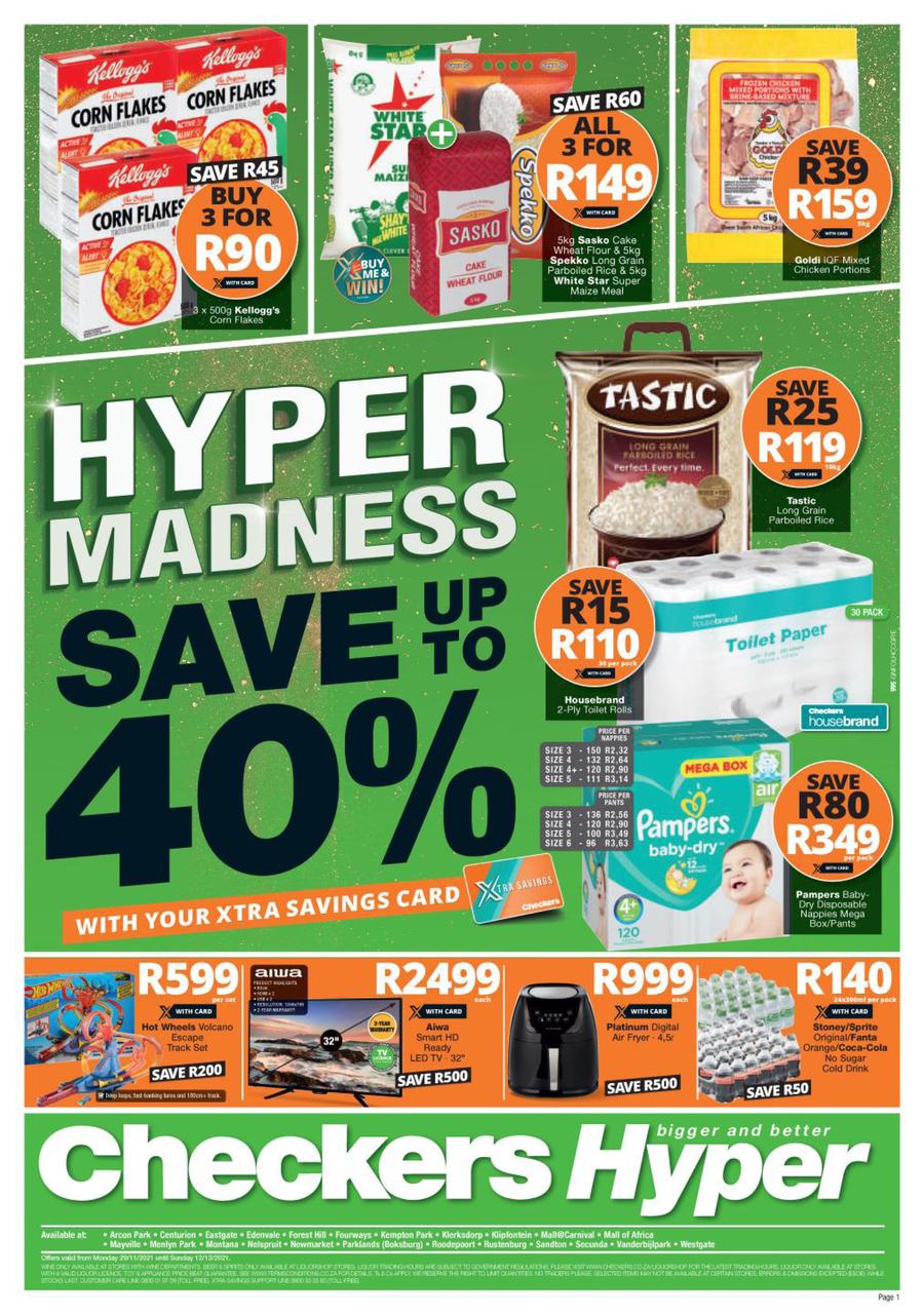 Checkers Hyper Gauteng, Brits, Klerksdorp, Limpopo, Mpumalanga, Free State, North West, Potchefstroom & Rustenburg : Hyper Madness (29 November - 12 December 2021) - Page 1