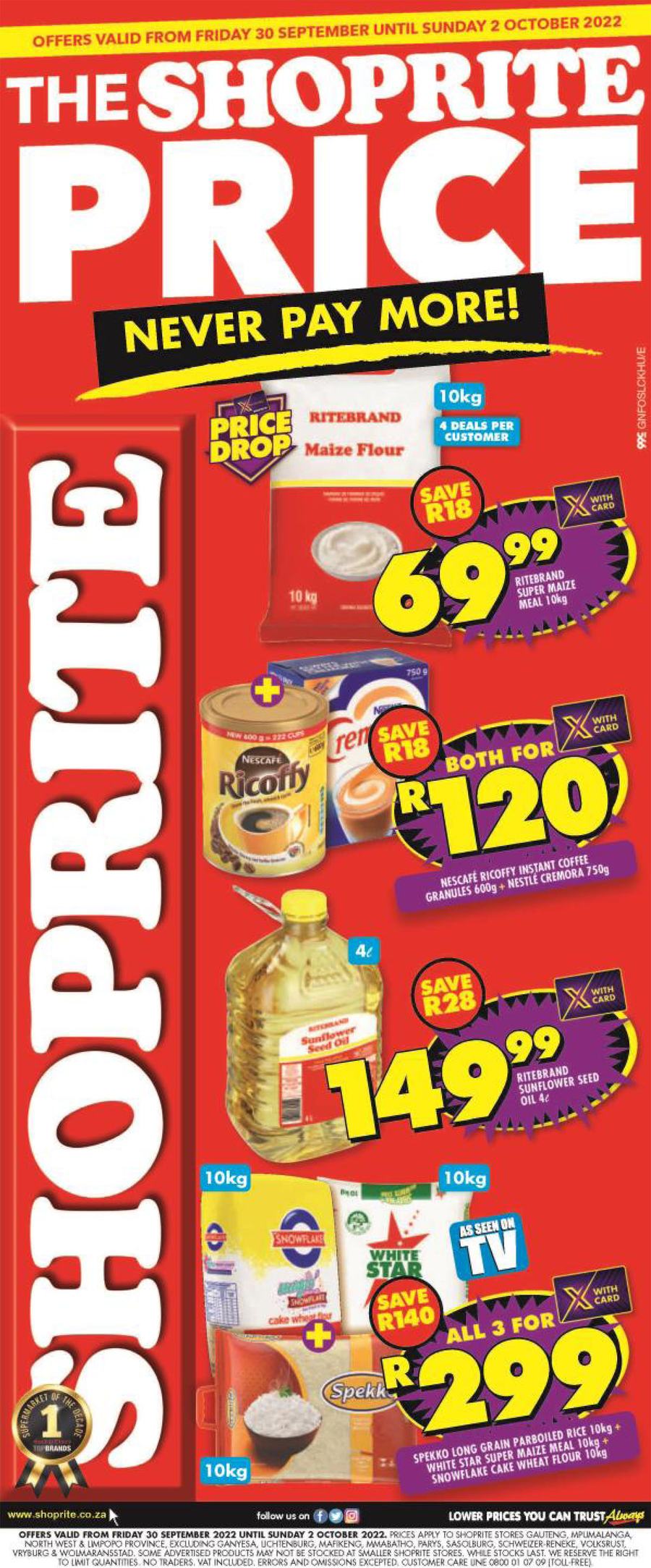 Shoprite Gauteng, Mpumalanga, North West & Limpopo : The Shoprite Price! (30 September - 2 October 2022) - Page 1