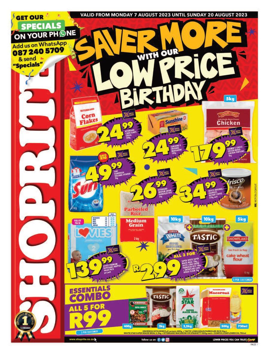 Shoprite Northern Cape & Free State : Save More With Our Low Price Birthday (7 August - 20 August 2023) - Page 1