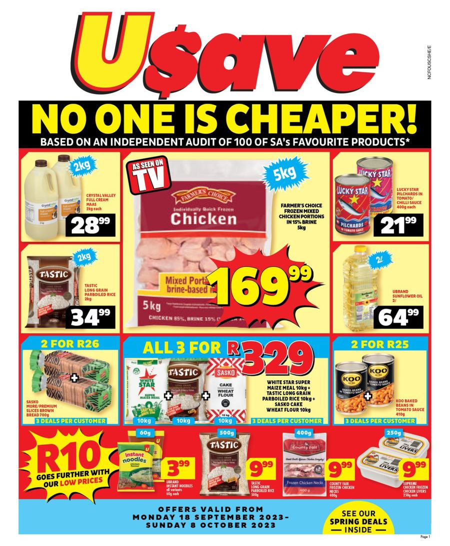 Usave Northern Cape, North West, Free State : No One Is Cheaper (18 September - 08 October 2023) - Page 1
